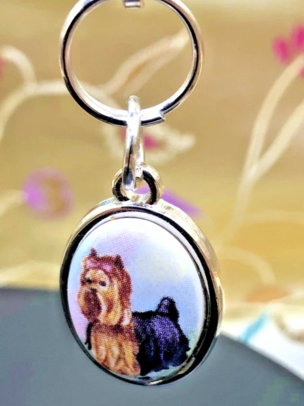 Yorkshire Terrier Yorkie Dog Pup Bag Purse Charm Dangle Zipper Pull Jewelry